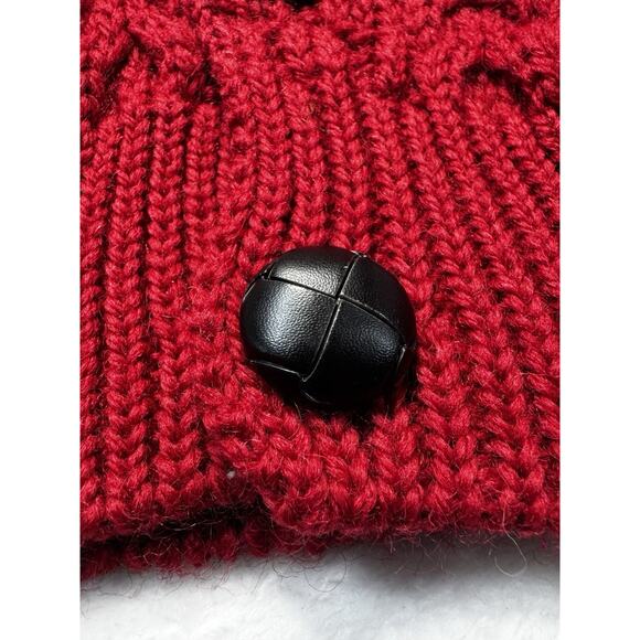 Aran Crafts Ireland Wool Cardigan Collar Cable Fisherman Knit Sweater Red Men L - Picture 4 of 12